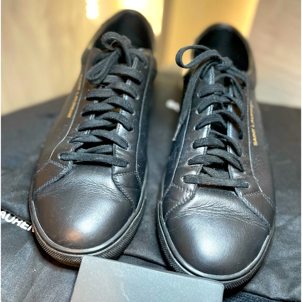 Saint Laurent Andy Leather Sneaker, Black